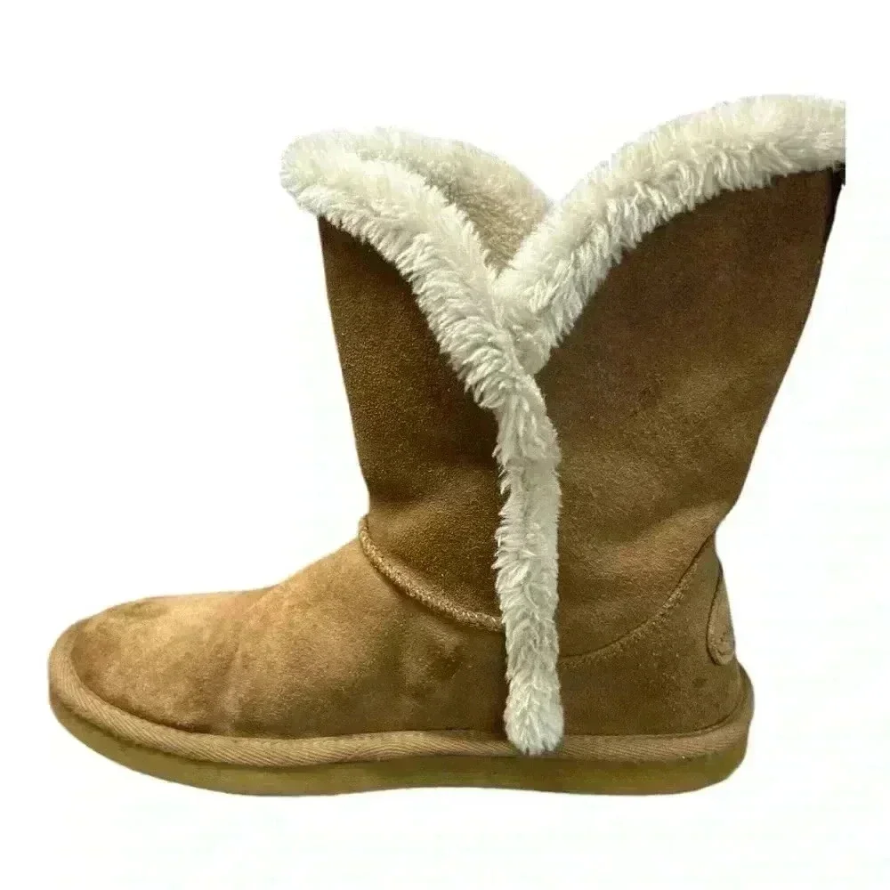 American Eagle Outfitters Tan Suede Faux Fur Lined Boots Women's Size 6 New